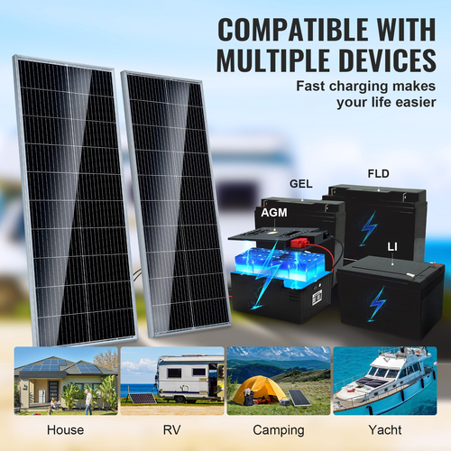 VEVOR 200W Monocrystalline Solar Panel Kit 2PCS Solar Panels & Charge Controller