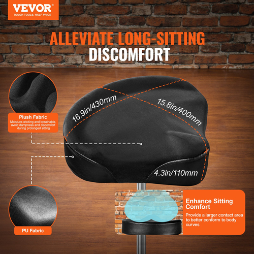 VEVOR Hydraulic Saddle Drum Throne, 19,3-25,2 ίντσες / 490-640 mm Ρυθμιζόμενο ύψος, Επενδυμένο κάθισμα σκαμπό τυμπάνου με αντιολισθητικά πόδια τύμπανα 500 lbs / 227 kg Μέγιστο βάρος χωρητικότητας, περιστροφή 360° για τύμπανα