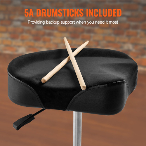 VEVOR Hydraulic Saddle Drum Throne, 19,3-25,2 ίντσες / 490-640 mm Ρυθμιζόμενο ύψος, Επενδυμένο κάθισμα σκαμπό τυμπάνου με αντιολισθητικά πόδια τύμπανα 500 lbs / 227 kg Μέγιστο βάρος χωρητικότητας, περιστροφή 360° για τύμπανα