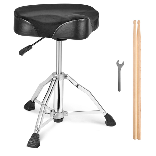 VEVOR Hydraulic Saddle Drum Throne, 19,3-25,2 ίντσες / 490-640 mm Ρυθμιζόμενο ύψος, Επενδυμένο κάθισμα σκαμπό τυμπάνου με αντιολισθητικά πόδια τύμπανα 500 lbs / 227 kg Μέγιστο βάρος χωρητικότητας, περιστροφή 360° για τύμπανα