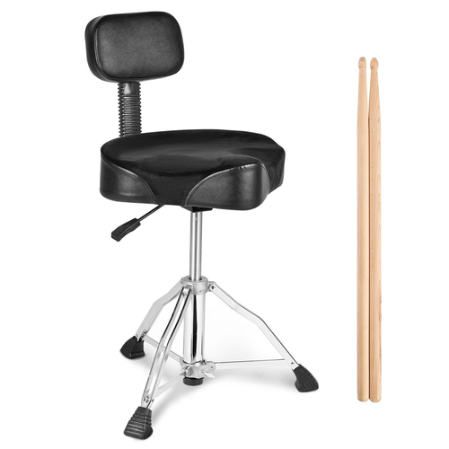 VEVOR Drum Throne με πλάτη, 19,3-25,2 ίντσες/490-640 mm ρυθμιζόμενο ύψος, υδραυλική σέλα με επένδυση τυμπάνου κάθισμα με αντιολισθητικά πόδια τύμπανα 500 lbs/227 kg Μέγιστη χωρητικότητα, 360° Περιστροφή για Drummer