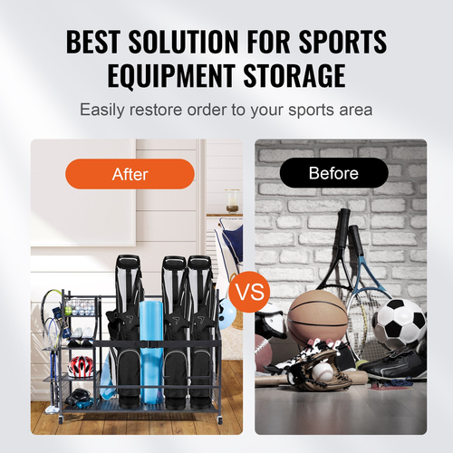 VEVOR Golf Storage Garage Organizer 3 Βάση για τσάντες γκολφ Club Rack Ball Cart