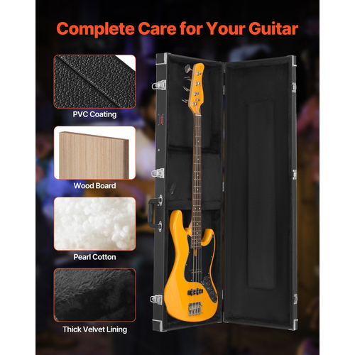 Σκληρή θήκη VEVOR Bass Guitar 48.03in Αδιάβροχη με κλειδαριά και κλειδί για μπάσο