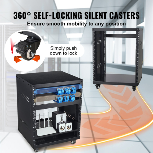 VEVOR 12U AV Rack Stand 500 lbs Χωρητικότητα Δικτύου Stereo Recording Studio Rack
