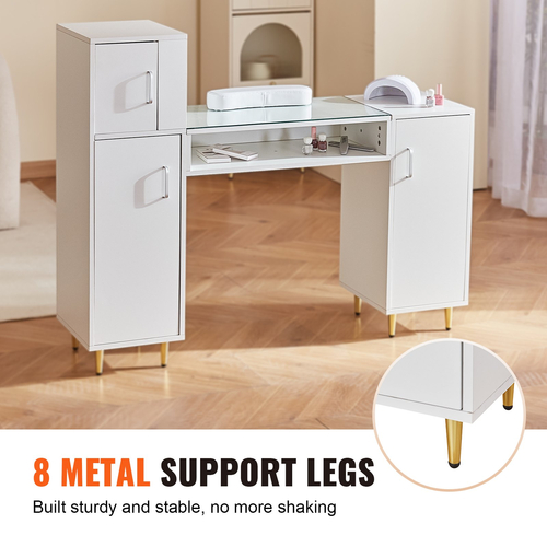 Επιτραπέζιο μανικιούρ VEVOR Γυάλινο Top Nail Desk Makeup Station με στήριγμα καρπού