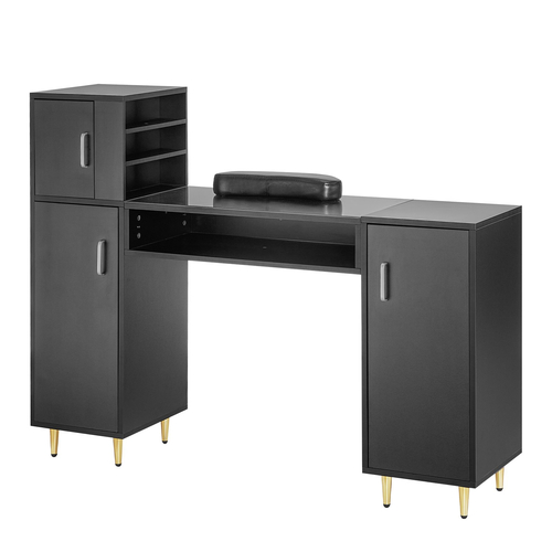 Επιτραπέζιο μανικιούρ VEVOR Γυάλινο Top Nail Desk Makeup Station με στήριγμα καρπού