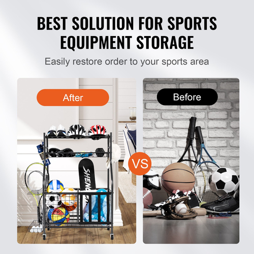 VEVOR Sports Equipment Garage Organizer Ράφι αποθήκευσης μπάλας Sport Gear Αποθήκευση παιχνιδιών