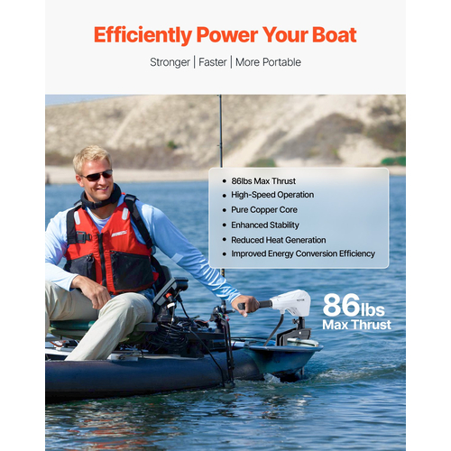 VEVOR 86lb 24V Ηλεκτρική συρτή μηχανή συρτής αλμυρού νερού Κινητήρας σκάφους