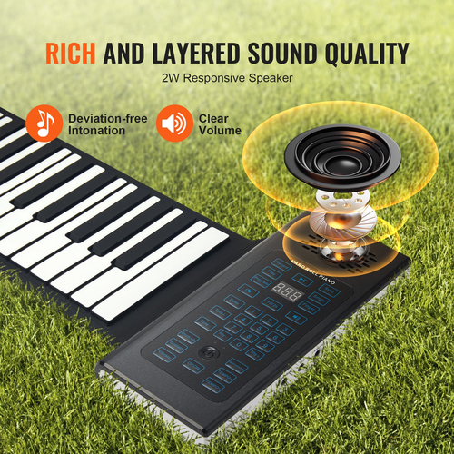 VEVOR 88 Key Roll Up Φορητό ρολό πιάνου 128 Rhythms Tones Επαναφορτιζόμενο