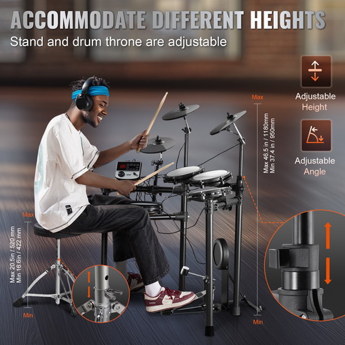 VEVOR Electric Drum Set Electronic Drum Kit 480 Sounds για αρχάριους και ενήλικες