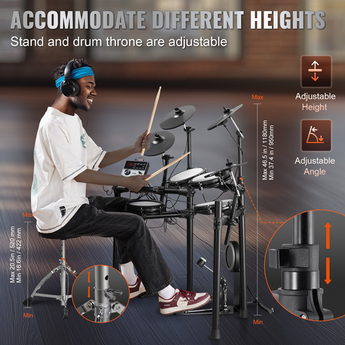 VEVOR Electric Drum Set Electronic Drum Kit 480 Sounds για αρχάριους και ενήλικες