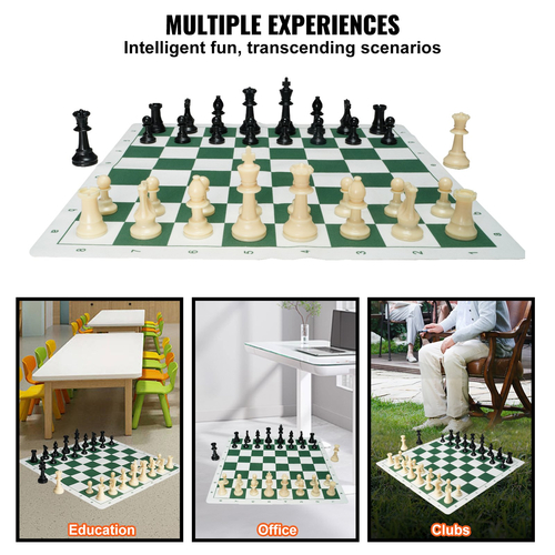 VEVOR Tournament Chess Set, 20 ιντσών Roll-up Chess Board για αρχάριους, Πτυσσόμενο παιχνίδι σκακιού σιλικόνης με πλαστικά ζυγισμένα κομμάτια σκακιού & τσάντα αποθήκευσης, φορητό δώρο ταξιδιωτικού σκακιού για οικογένεια ενηλίκων