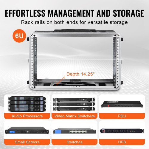 VEVOR 6U Rack Case Server Rack Cabinet 14 σε βάθος με λαβή κατασκευής ABS