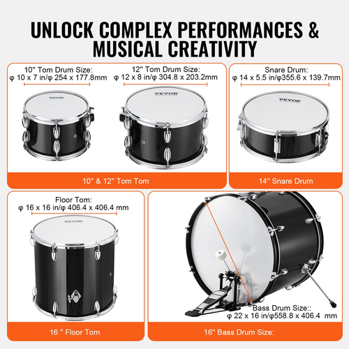 VEVOR Adult Drum Set 5-Pece 22 σε πλήρες σετ τυμπάνων πλήρους μεγέθους με βάση Throne