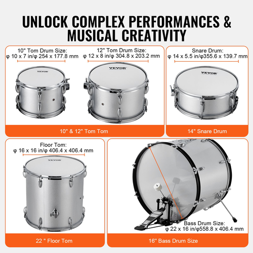 VEVOR Adult Drum Set 5-Pece 22 σε πλήρες σετ τυμπάνων πλήρους μεγέθους με βάση Throne