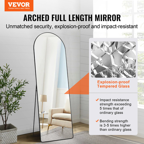 VEVOR Τοξωτός ολόσωμος καθρέφτης 65&#039;&#039; x 22&#039;&#039; Ολόσωμος Καθρέφτης Όρθιος Κρεμαστός