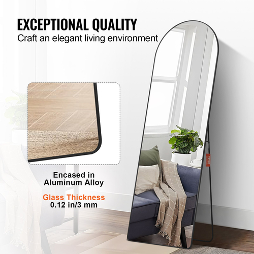 VEVOR Τοξωτός ολόσωμος καθρέφτης 65&#039;&#039; x 22&#039;&#039; Ολόσωμος Καθρέφτης Όρθιος Κρεμαστός