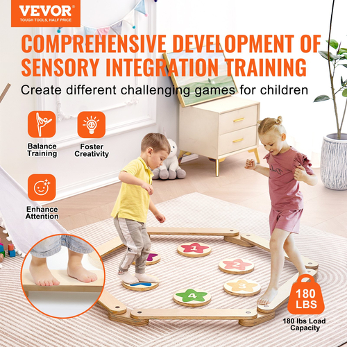 VEVOR Kids Balance Beam Stepping Stones Gymnastics Children Balance Board 6 ΤΕΜ