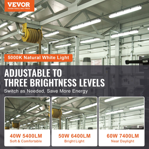 VEVOR 4PCS 4FT LED Ατμόλουτρο 60W/50W/40W Επιλέξιμο 5400/6400/7400LM