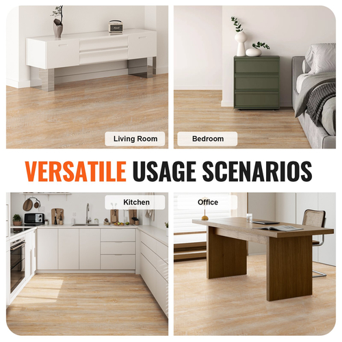 VEVOR Πλακάκια δαπέδου Interlocking Vinyl 1220 X 185 mm, 10 πλακάκια πάχους 5,5 mm που κουμπώνουν μαζί, δάπεδο DIY με κόκκους από φυσικό ξύλο για κουζίνα, τραπεζαρία, υπνοδωμάτια και μπάνια, εύκολο για διακόσμηση σπιτιού