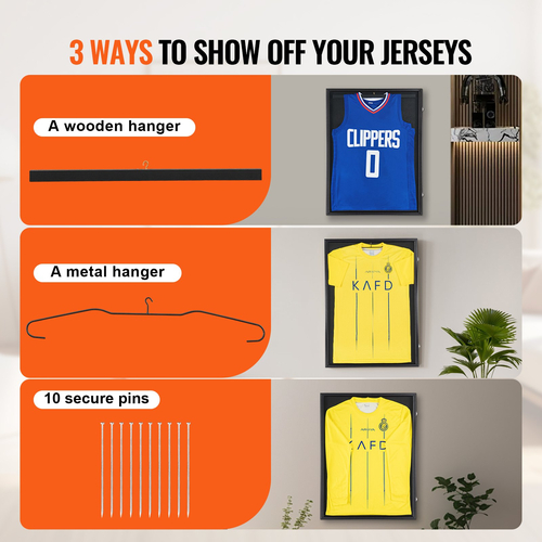 Θήκη πλαισίου οθόνης VEVOR Jersey, 23,3 x 31,2 x 1,5 ίντσες, Μεγάλο κουτί σκιάς αθλητικής φανέλας με δυνατότητα κλειδώματος με 98% γυαλί και κρεμάστρες για υπολογιστή με προστασία από την υπεριώδη ακτινοβολία, για μπλούζα και στολή για μπάσκετ μπάσκετ χόκεϊ για μπάσκετ