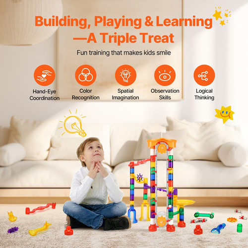 VEVOR Marble Run Set 153 ΤΕΜ με Μηχανοκίνητο Ανελκυστήρα Εκπαιδευτικό δώρο για παιδιά