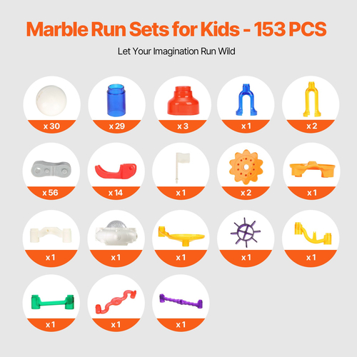 VEVOR Marble Run Set 153 ΤΕΜ με Μηχανοκίνητο Ανελκυστήρα Εκπαιδευτικό δώρο για παιδιά
