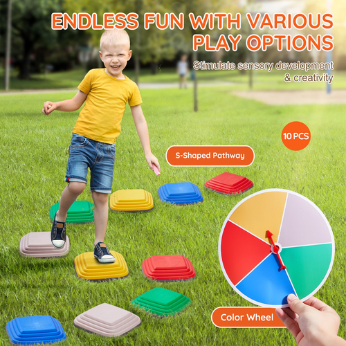 VEVOR Kids Balance Steping Stones Γήπεδο αισθητηριακών εμποδίων 10 ΤΕΜ. Εσωτερικός εξωτερικός χώρος
