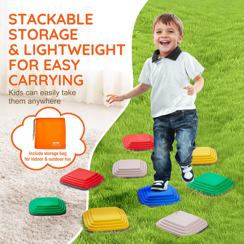 VEVOR Kids Balance Steping Stones Γήπεδο αισθητηριακών εμποδίων 10 ΤΕΜ. Εσωτερικός εξωτερικός χώρος