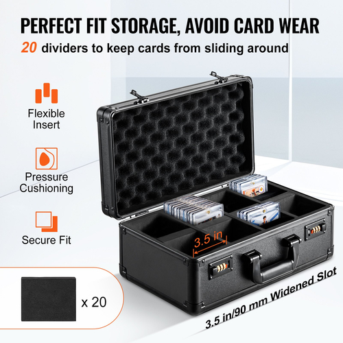 VEVOR 120 PSA Graded Card Storage Box 4 Slots Θήκη για αθλητικές κάρτες Κωδική κλειδαριά