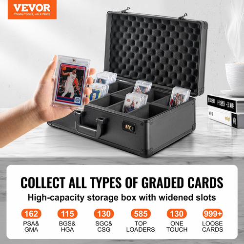 VEVOR 162 PSA Graded Card Storage Box 5 Slots Θήκη για αθλητικές κάρτες Κωδική κλειδαριά