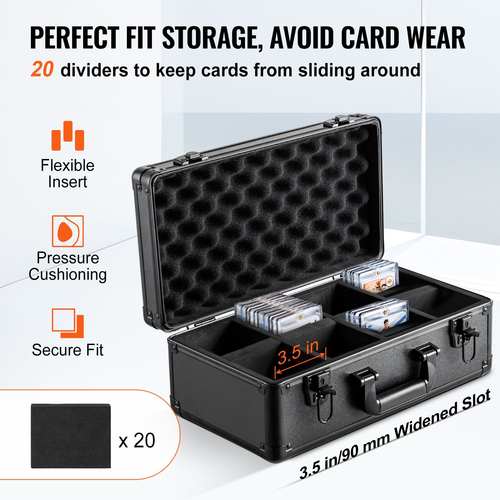 VEVOR 96 PSA Graded Card Storage Box 4 Slots Θήκη για αθλητικές κάρτες Κλειδαριά με κλειδί