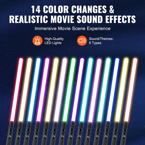 VEVOR Lightsaber 14 RGB Χρώματα 6 Sounds Mode Επαναφορτιζόμενη Dueling Light Saber