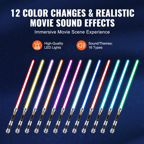 VEVOR Lightsaber 12 RGB Χρώματα 16 Λειτουργία Ήχων Επαναφορτιζόμενη Dueling Light Saber