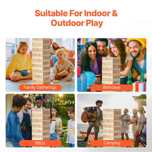 VEVOR Tumbling Timber Toy 54 Blocks Tumble Tower Blocks Παιχνίδι Pine Wood Crate