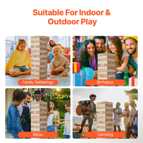 VEVOR Tumbling Timber Toy 54 Blocks Large Tumble Tower Blocks Game Τσάντα από ξύλο πεύκου