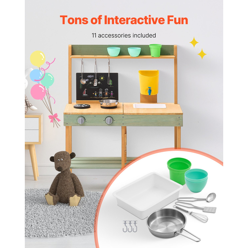 VEVOR Wooden Mud Kitchen Outdoor Toy Play Σετ κουζίνας για παιδιά Pretend Playset