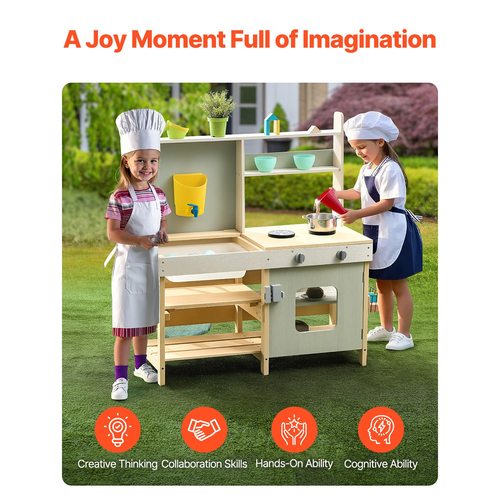 VEVOR Wooden Mud Kitchen Outdoor Toy Play Σετ κουζίνας για παιδιά Pretend Playset