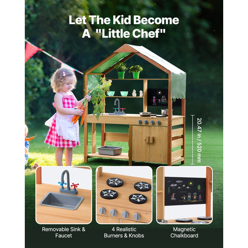VEVOR Wooden Mud Kitchen Outdoor Toy Play Σετ κουζίνας για παιδιά Pretend Playset