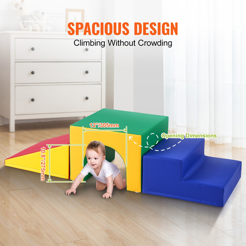 VEVOR Single Tunnel Climber, Toddler Playset, Foam Climbing Blocks για νήπια, Kids Tunnel Maze με σκάλες και ράμπα, Εσωτερικός χώρος για νήπια και παιδιά προσχολικής ηλικίας Εύκολος καθαρισμός, 3 τεμ (Ποικίλα)
