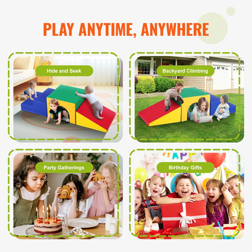 VEVOR Single Tunnel Climber, Toddler Playset, Foam Climbing Blocks για νήπια, Kids Tunnel Maze με σκάλες και ράμπα, Εσωτερικός χώρος για νήπια και παιδιά προσχολικής ηλικίας Εύκολος καθαρισμός, 3 τεμ (Ποικίλα)