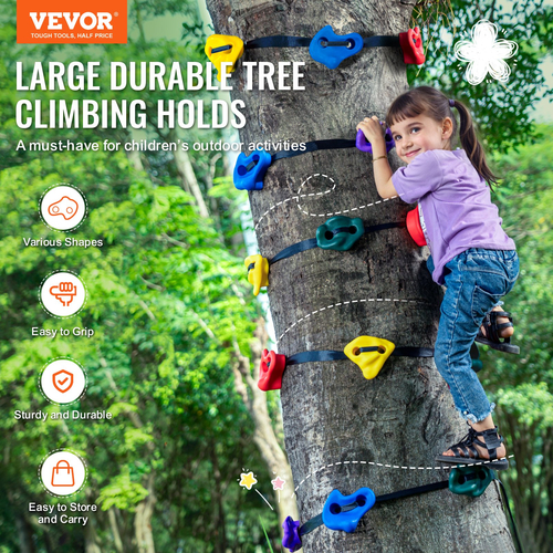 VEVOR Ninja Kit Climbing Tree 20 Tree Climbing Hold 6 Ratchet Straps Outdoor