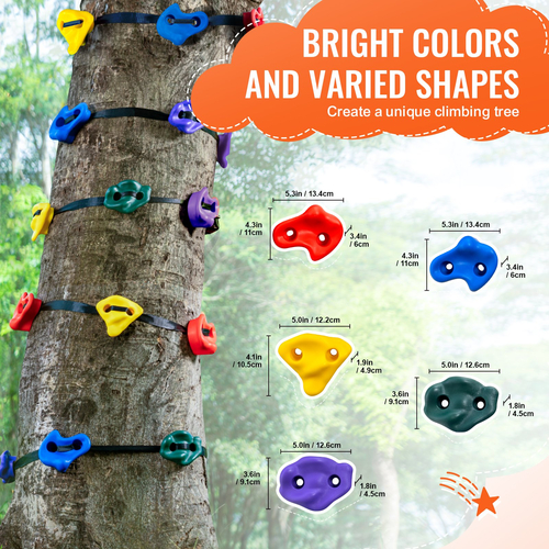 VEVOR Ninja Kit Climbing Tree 20 Tree Climbing Hold 6 Ratchet Straps Outdoor