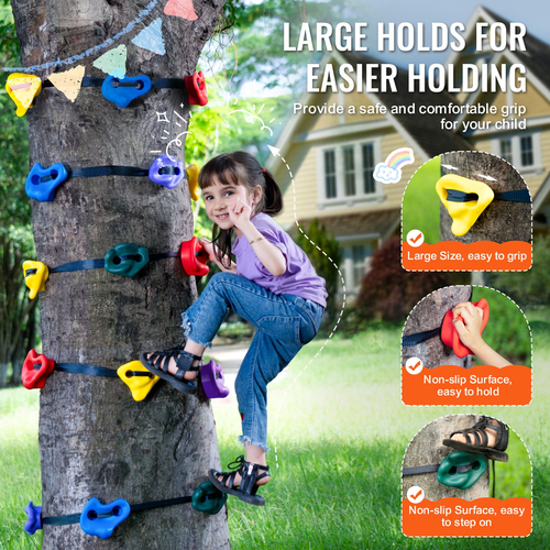 VEVOR Ninja Kit Climbing Tree 20 Tree Climbing Hold 6 Ratchet Straps Outdoor