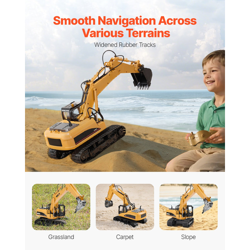 VEVOR Remote Control Excavator Toy 15 Channel 1:14 Scale RC Excavator Digger