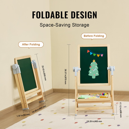 VEVOR 2-in-1 Kids Art Easel Ξύλινος μαγνητικός πίνακας κιμωλίας διπλής όψης