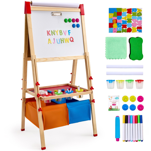 VEVOR 3-in-1 Kids Art Easel Ξύλινος μαγνητικός πίνακας κιμωλίας διπλής όψης