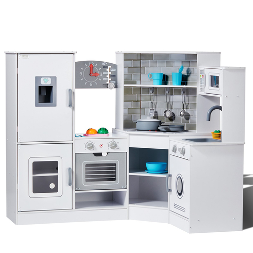 VEVOR Kitchen Playset Kids Pretend Cooking Play Toy 24 Piece Αξεσουάρ Λευκό