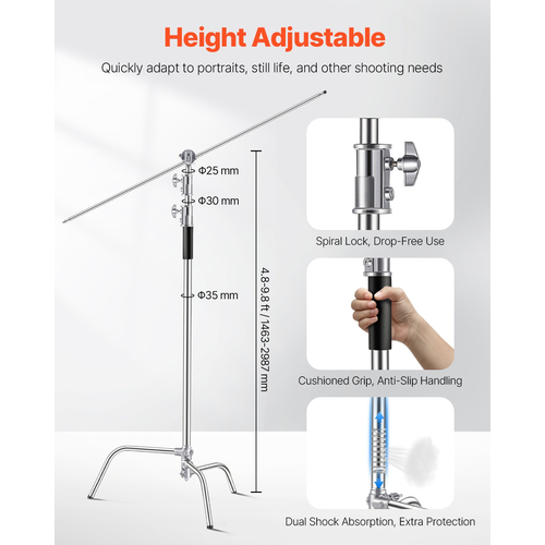 Βάση VEVOR C Μέγιστο ύψος 10,83 πόδια/330 cm Ανοξείδωτη βάση φωτογραφίας