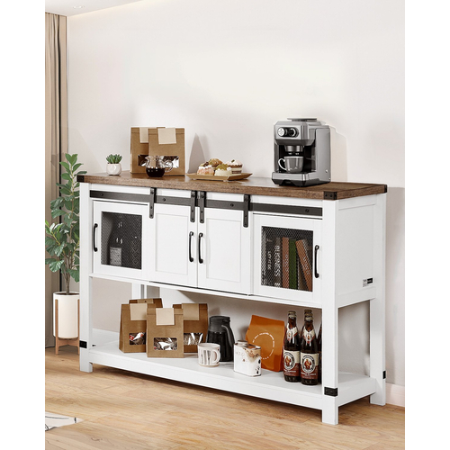 VEVOR Coffee Bar Ντουλάπα Τραπέζι 4 επιπέδων καφέ μπαρ με πόρτες αχυρώνα για σαλόνι
